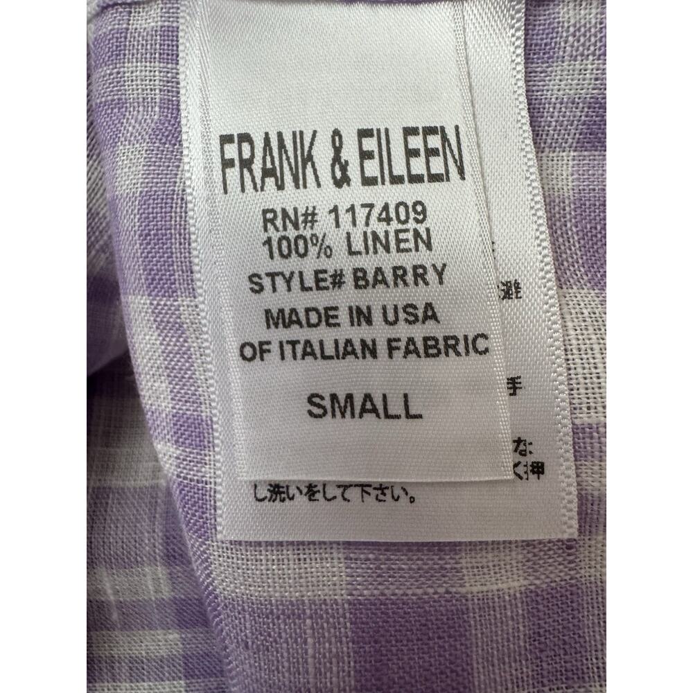 Frank & Eileen Linen Shirt Barry Womens in Plaid Purple Woven Italy Size S - Picture 8 of 9